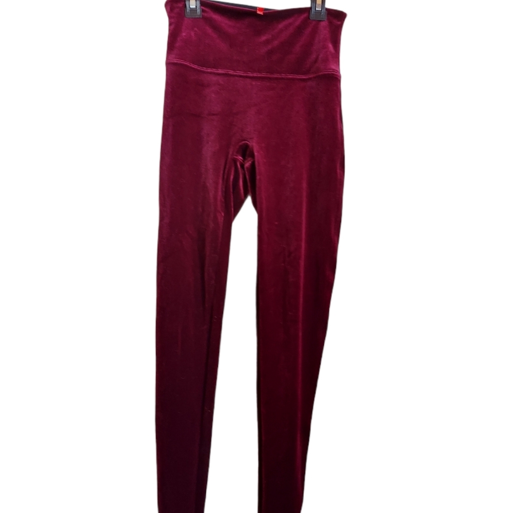 Spanx burgundy velvet shapewear leggings M